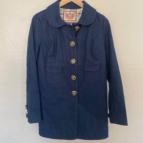 Juicy Couture Jackets & Blazers - Juicy Couture Womens Size Medium Jacket Coastal Preppy Nautical Cotton Navy Coat